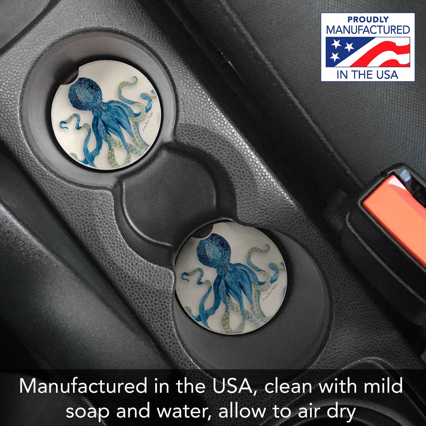 "Indigo Ocean" 1 Pack Absorbent Stone Car Coaster