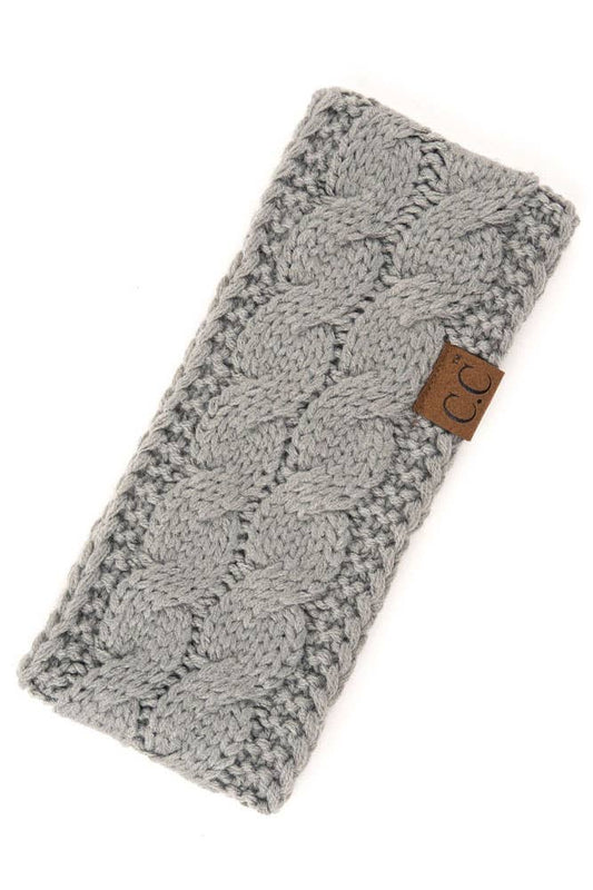Natural Gray Cable Knit Solid Headband