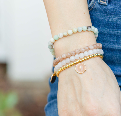 Tiny Cross Bracelet: White