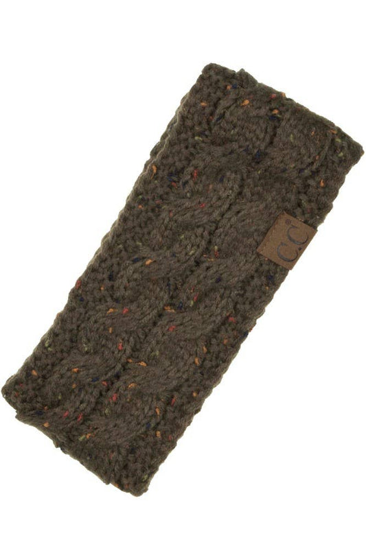 New Olive Chunky Knit Confetti Sherpa Lined Headband