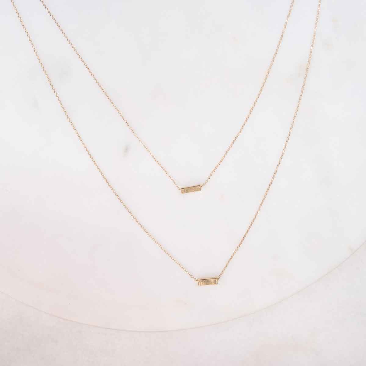 Double Petite Bar Necklace   Gold   14"/18"