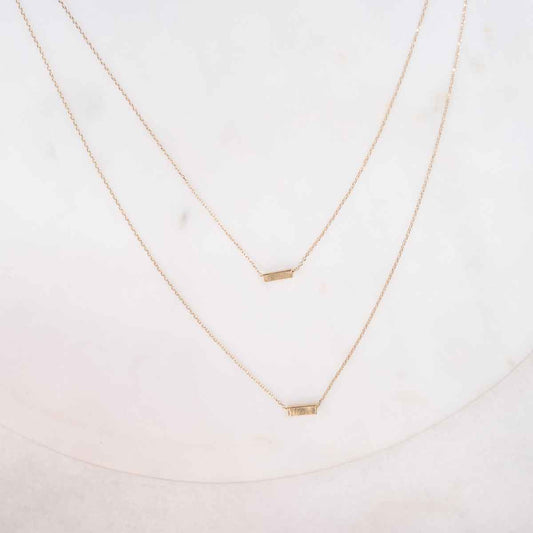 Double Petite Bar Necklace   Gold   14"/18"