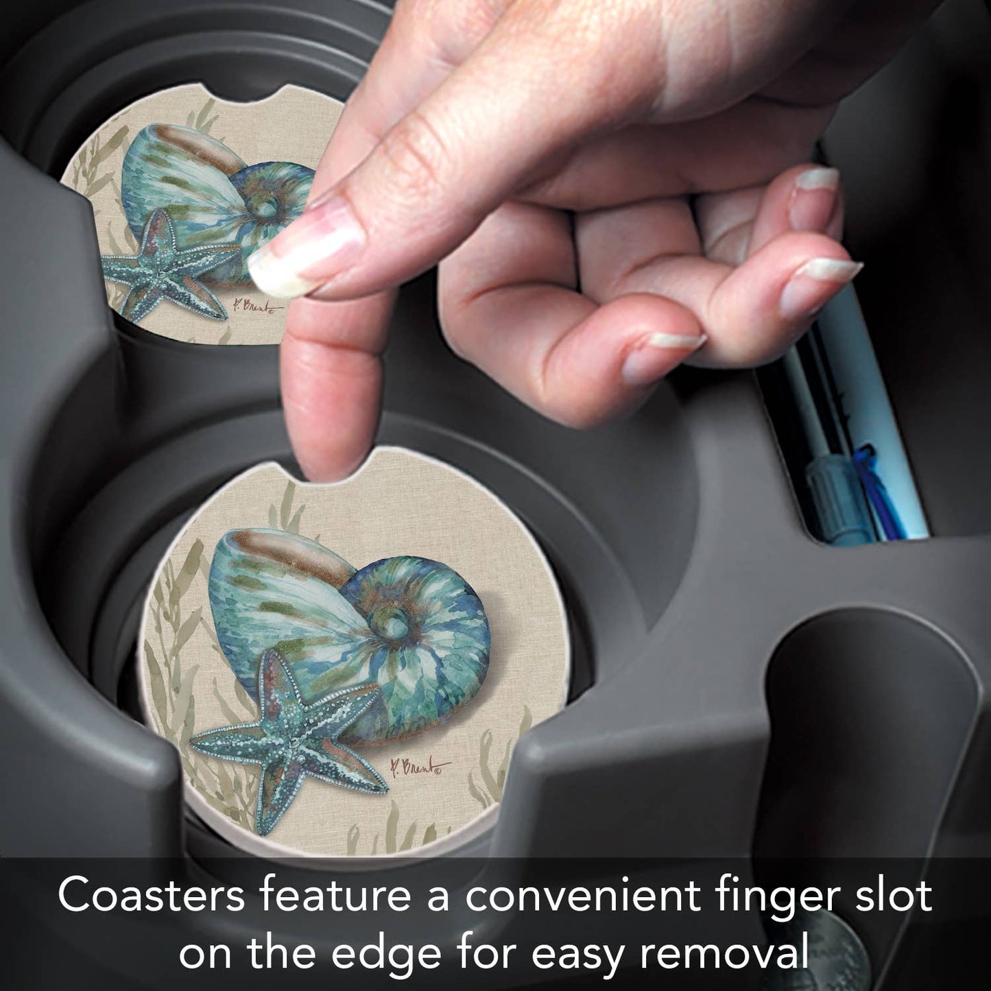 "Crescent Conch" 1pk Single Absorbent Stone Car Coaster