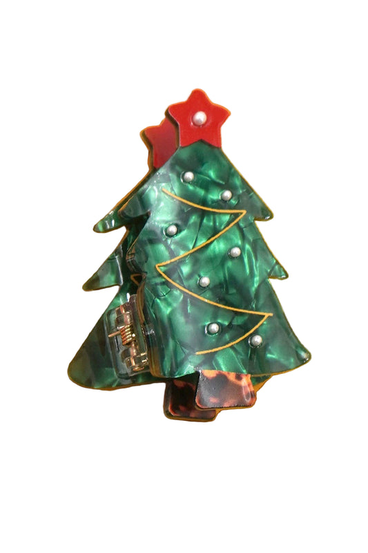 Christmas Tree w/Pearl Accents Hair Claw