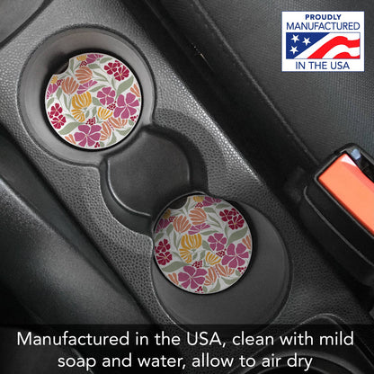 "Floral Melody" Absorbent Stone Car Coaster 1pk