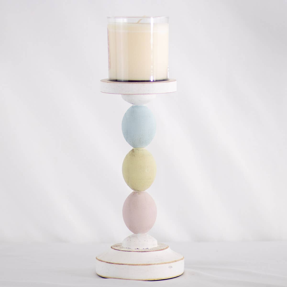 Egg Candle Holder   White/Multi   10"