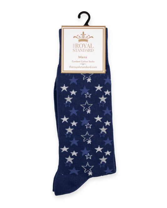 Men's Stars Socks   Blue/White   One Size