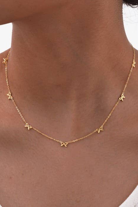 Gold Non-Tarnish Bow Necklace