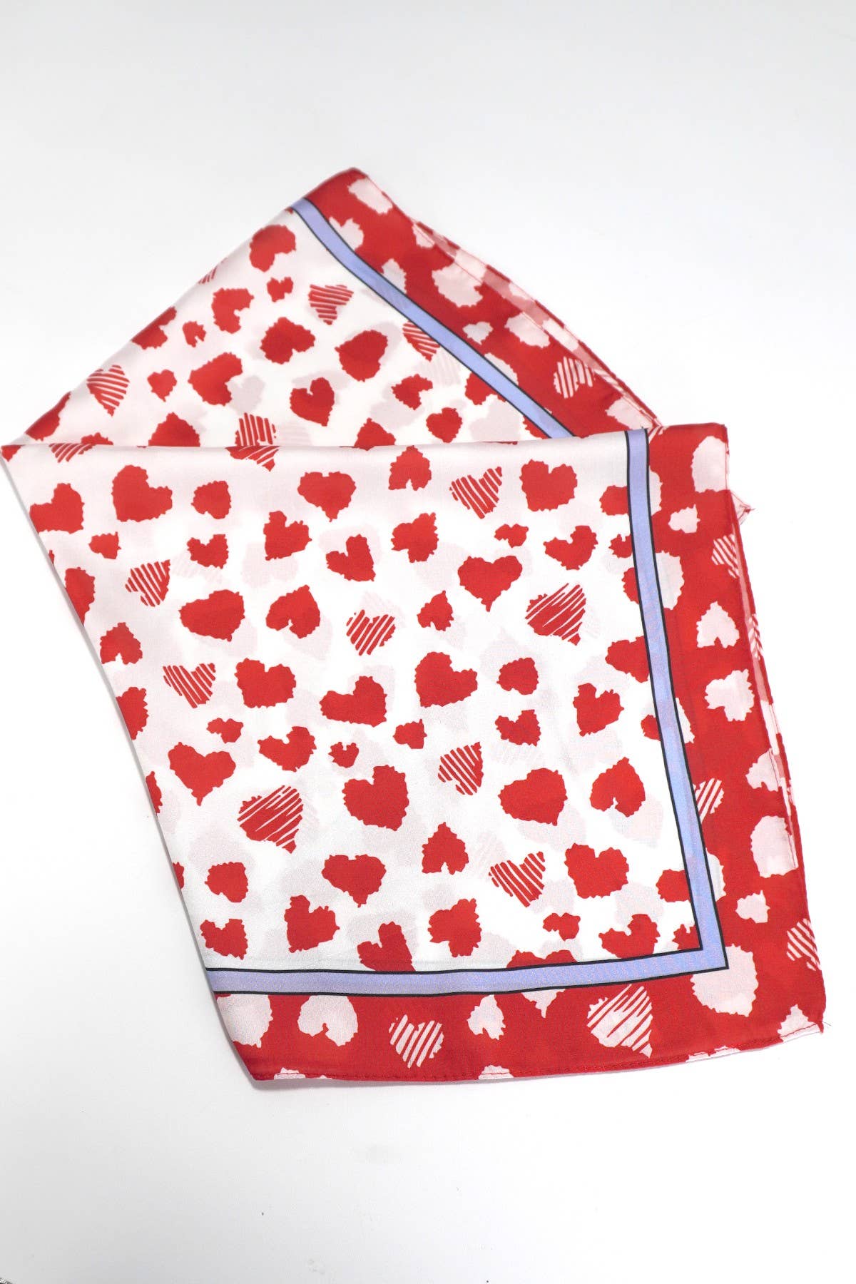 Valentine's Day Red Heart Silky Feel Bandana Scarf