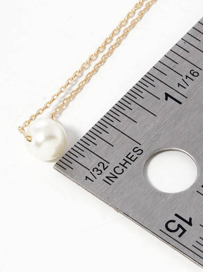 Gold Dainty Pearl Bead Pendant Necklace