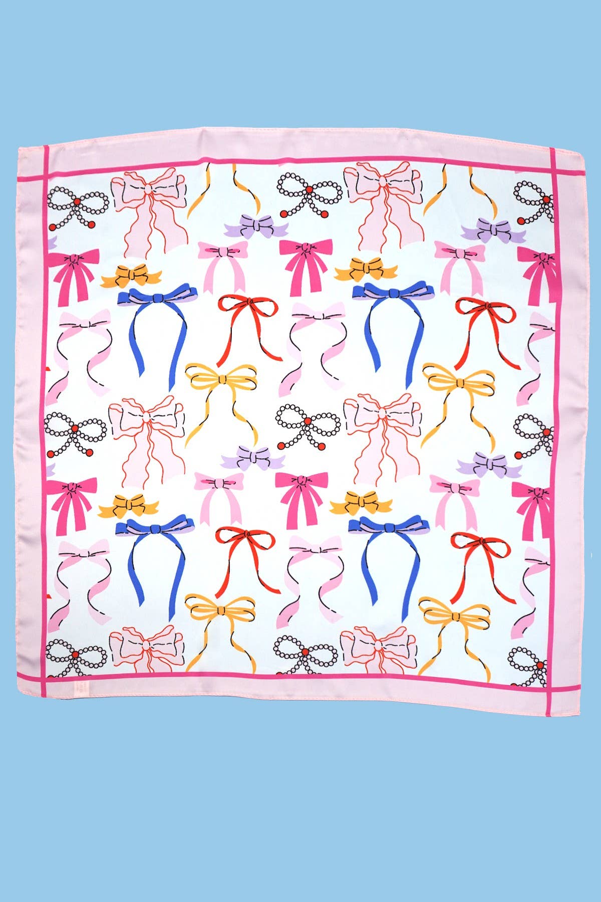 Bow Print Silky Feel Bandana Scarf