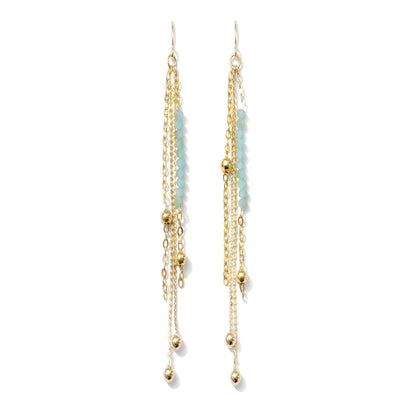 Aqua & Gold Long Earring with a Pop of Color