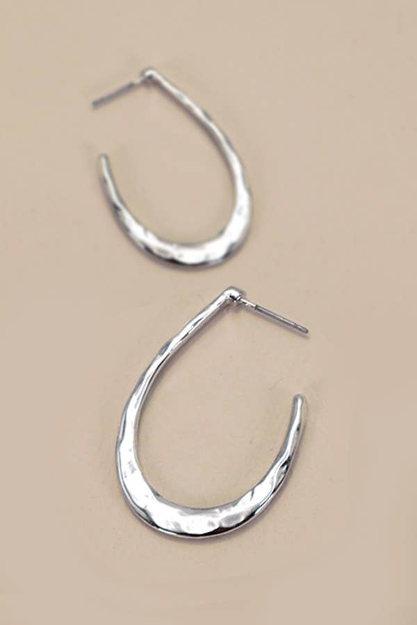 Hammered U Shape Hoop Drop Earring