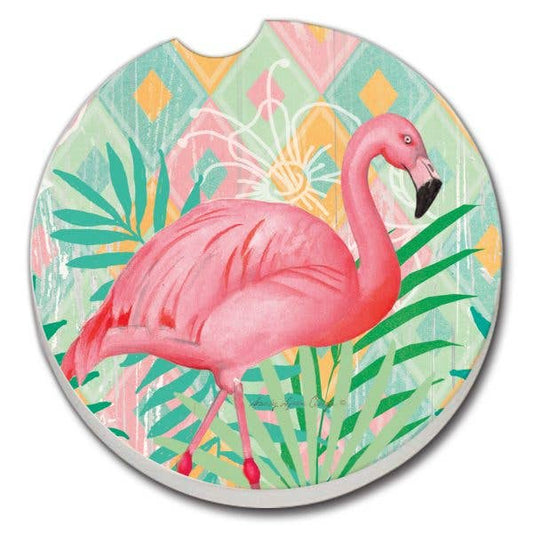 Diamond Flamingo Absorbent Stone Car Coaster 1 Pk