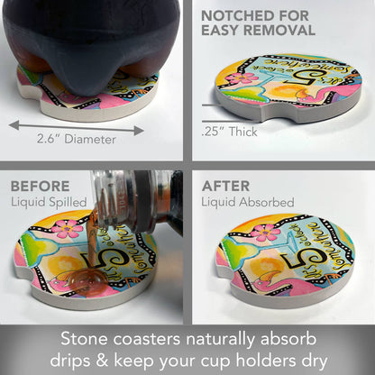 Five O'Clock Somewhere Absorbent Stone Car Coaster 1 Pk