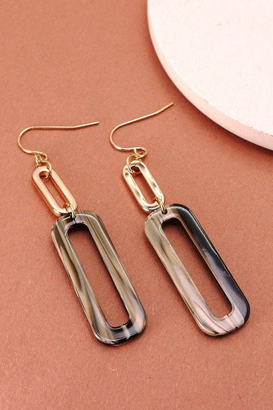 Acrylic/Metal Link Earrings, Gold