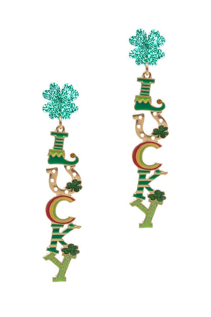 Lucky Saint Patricks Day Enamel Post Earrings