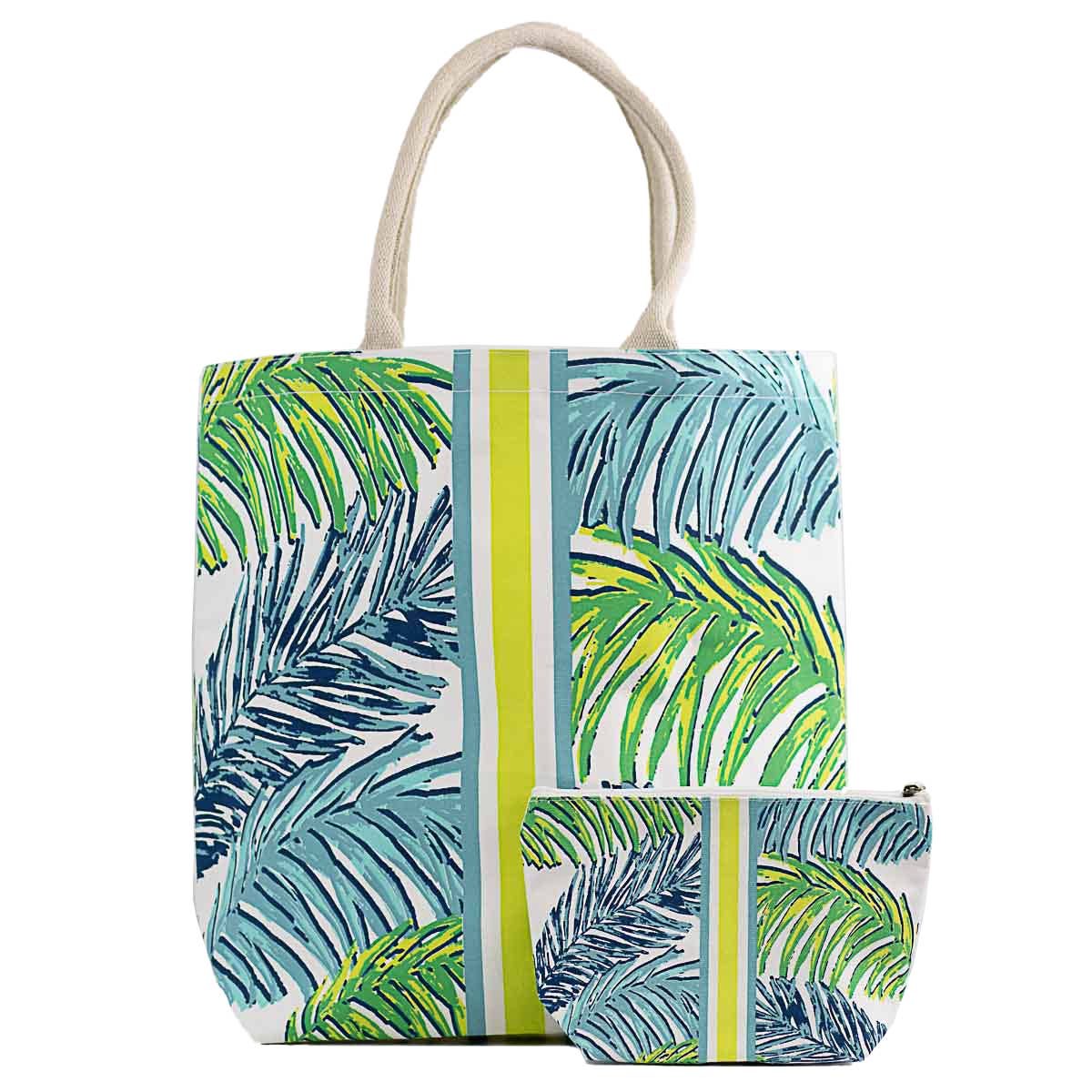 Veracruz Coast Tote   White/Turquoise/Lime   20x17x6.5