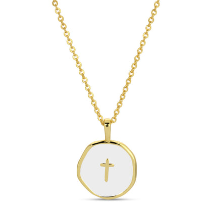 White Tiny Cross Pendant Necklace