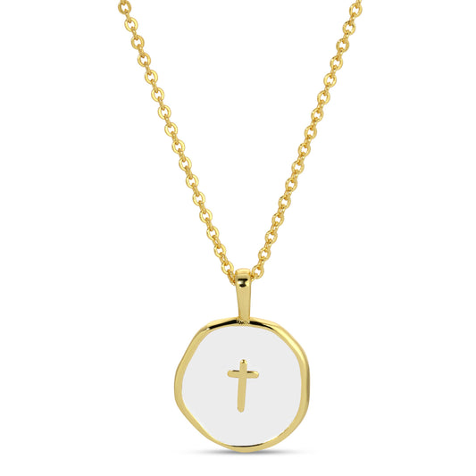 White Tiny Cross Pendant Necklace