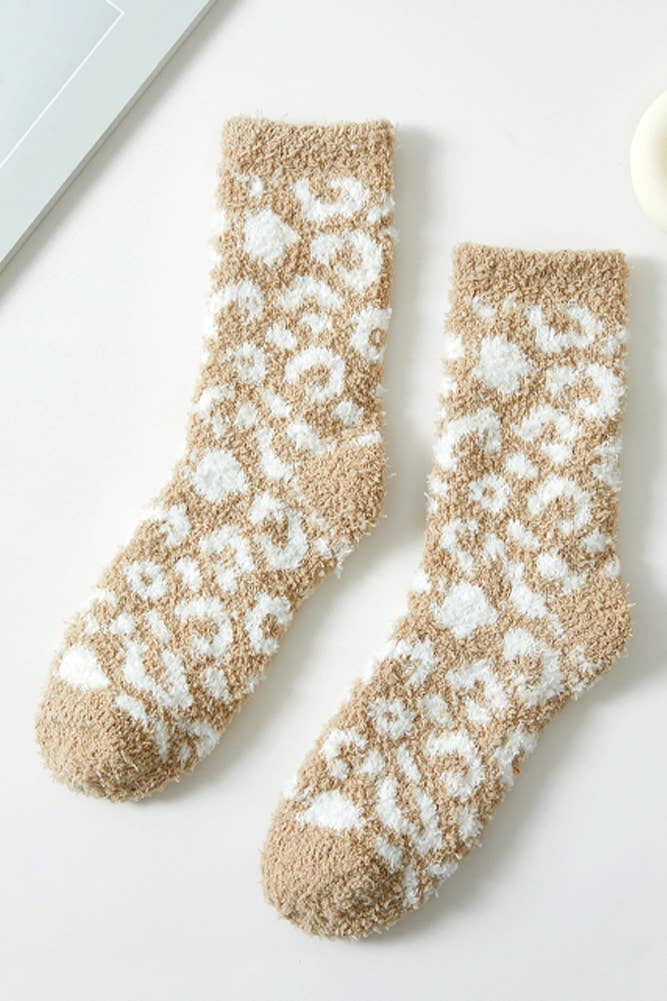 Leopard Pattern Fuzzy Winter Socks