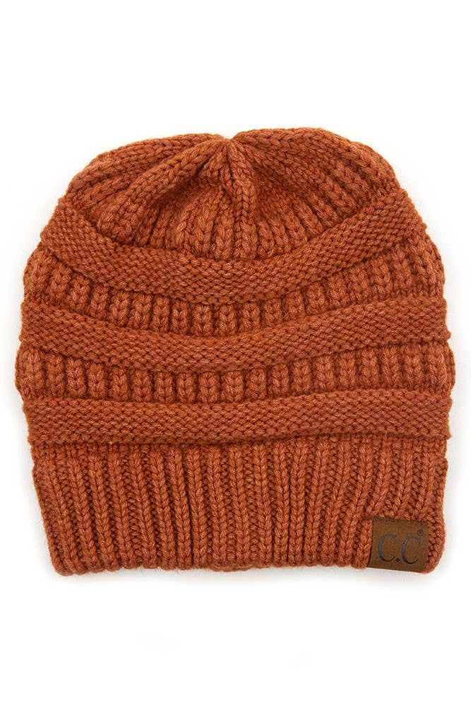 Light Taupe Mixed Soft Yarn Knit Beanie