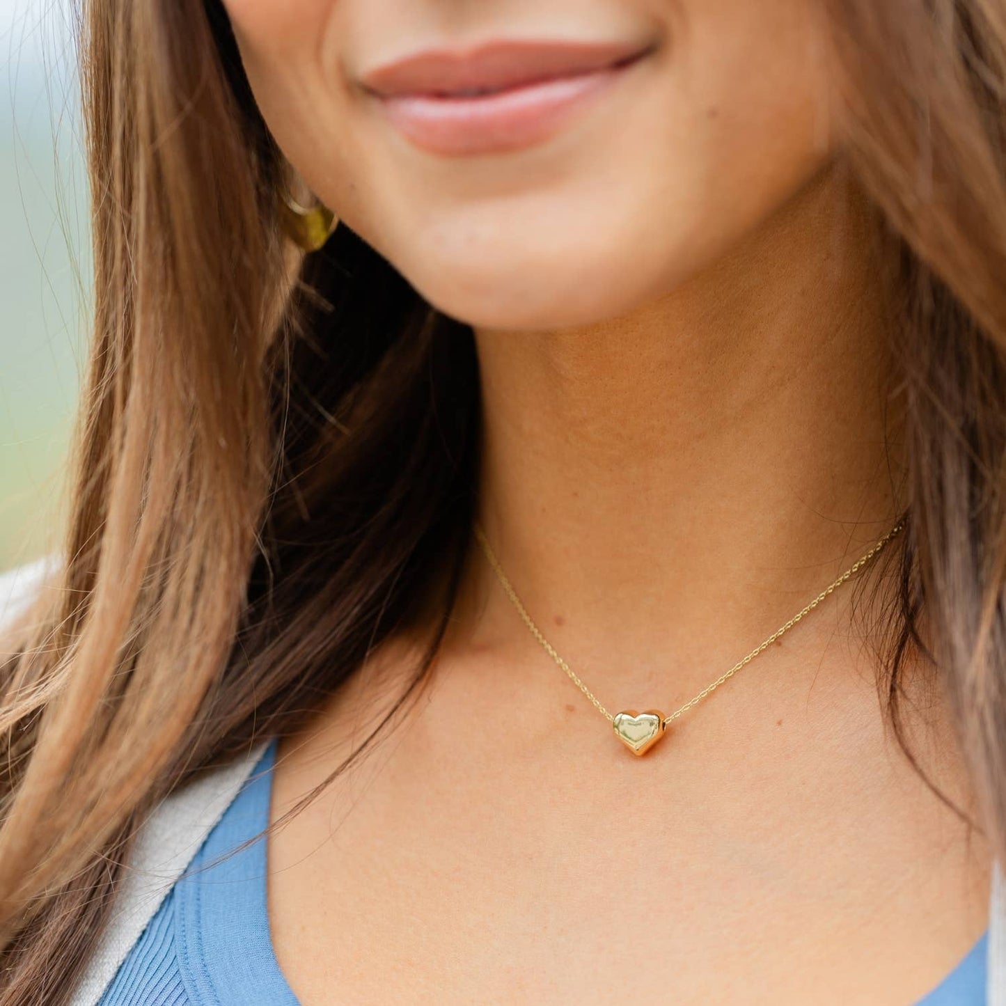 Small Simple Heart Necklace: Silver