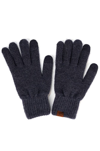 Light Melange Gray Heather Knit Plain Gloves
