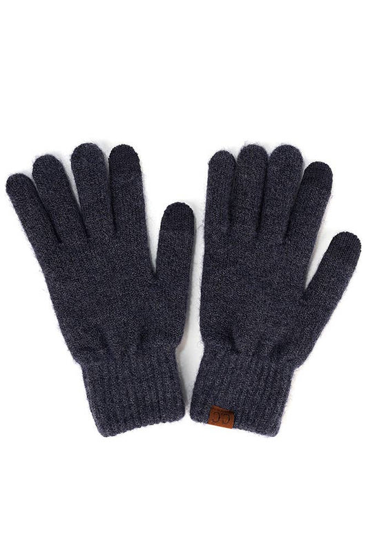 Navy Heather Knit Plain Gloves