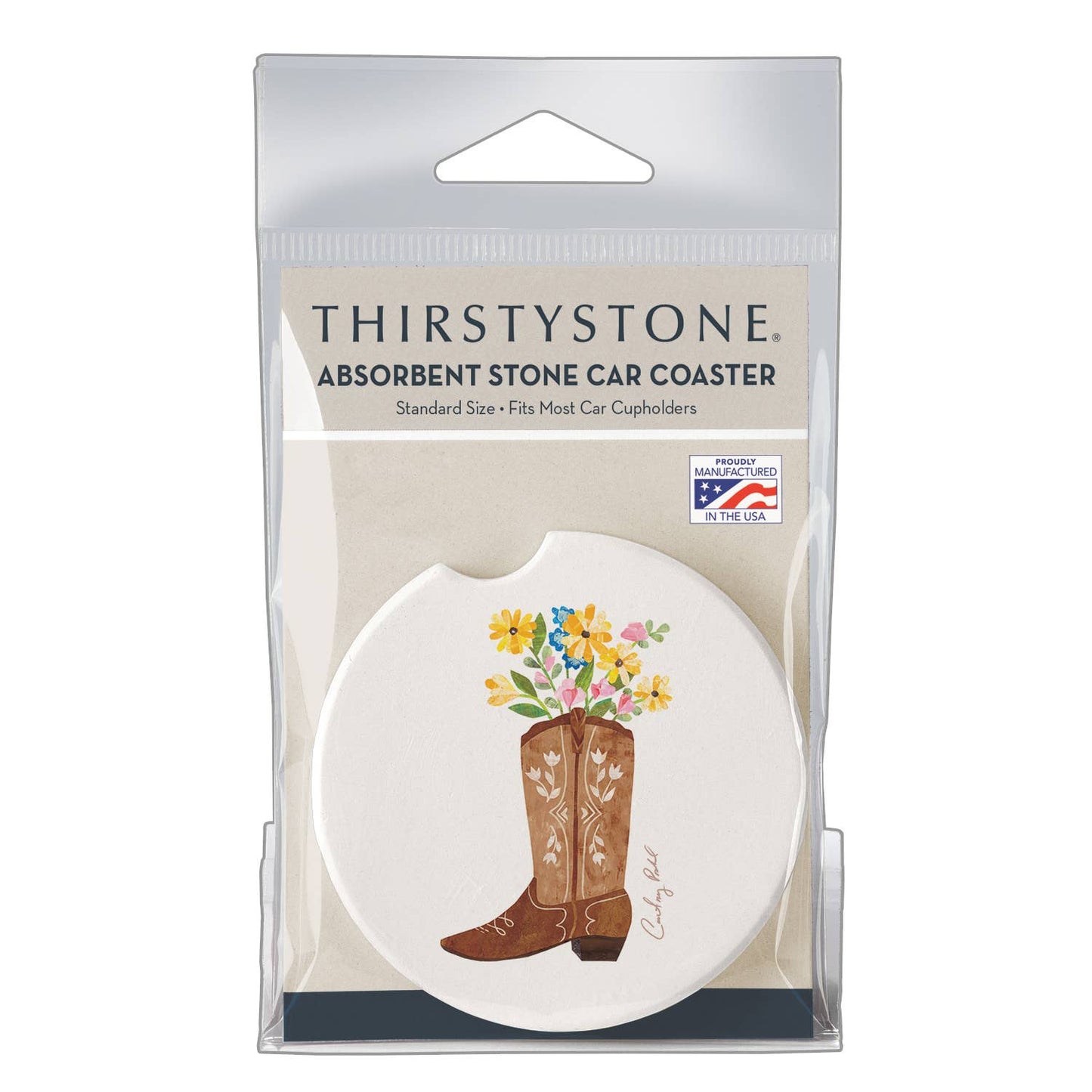Thirstystone "Western Cowgirl" Absorbent Stone Car Coaster