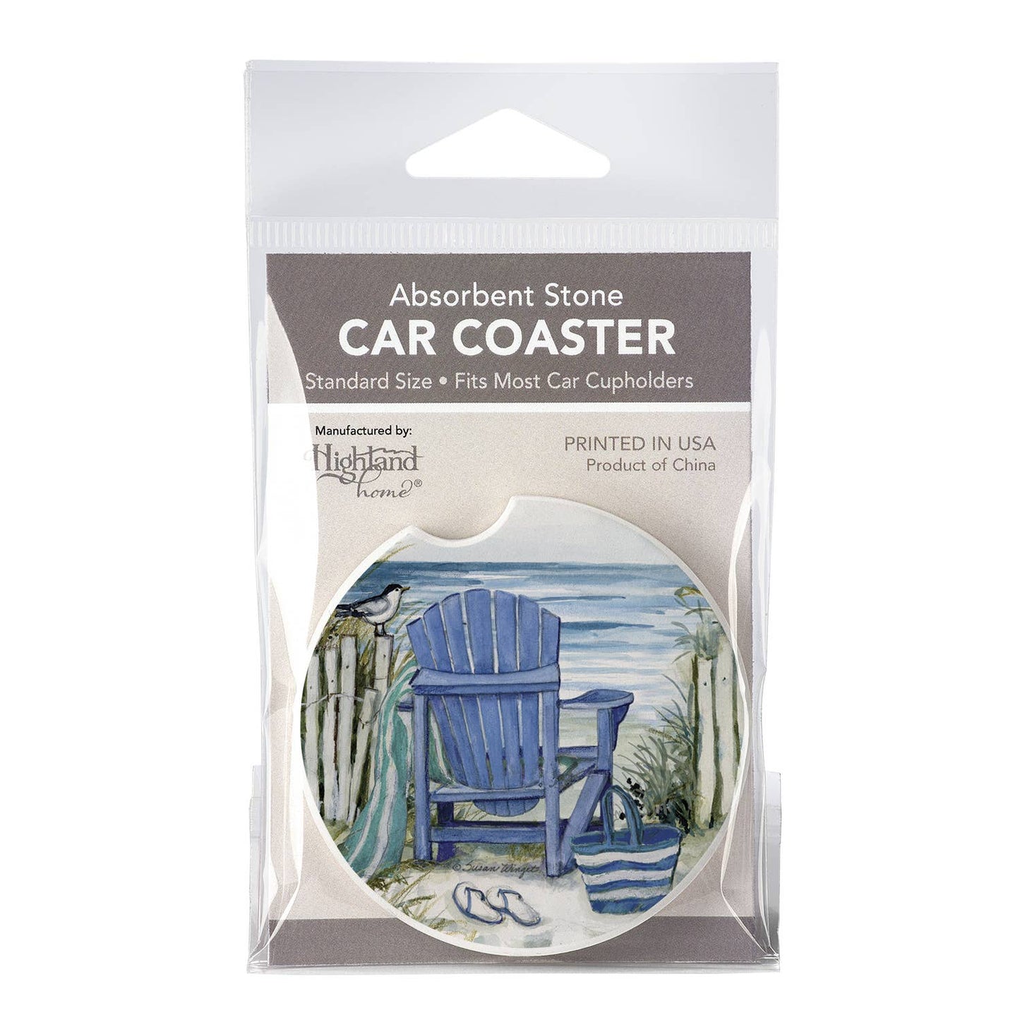 By The Sea Chair Absorbent Stone Car Coaster 1 Pack