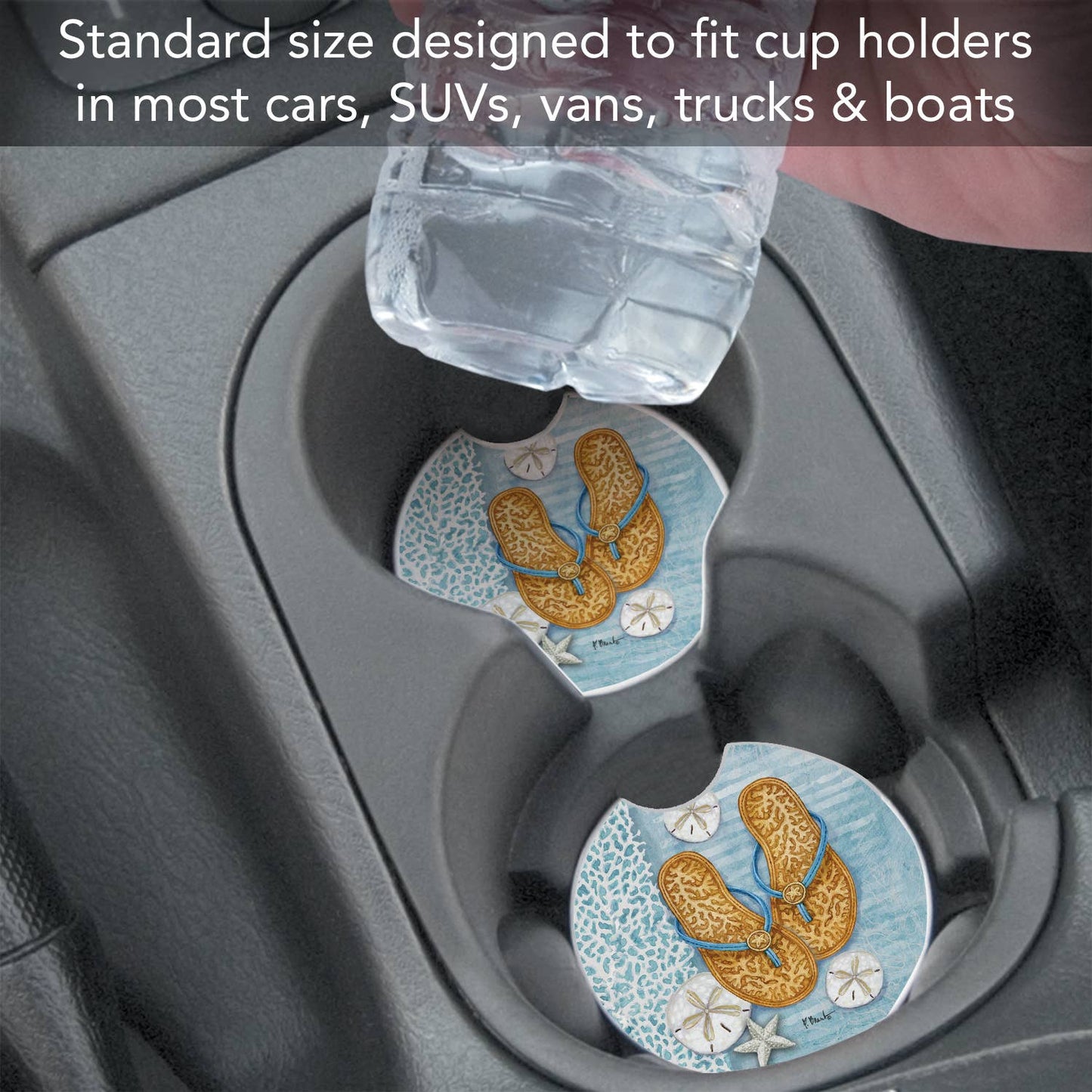 Key Largo Sandals Absorbent Stone Car Coaster 1 Pk
