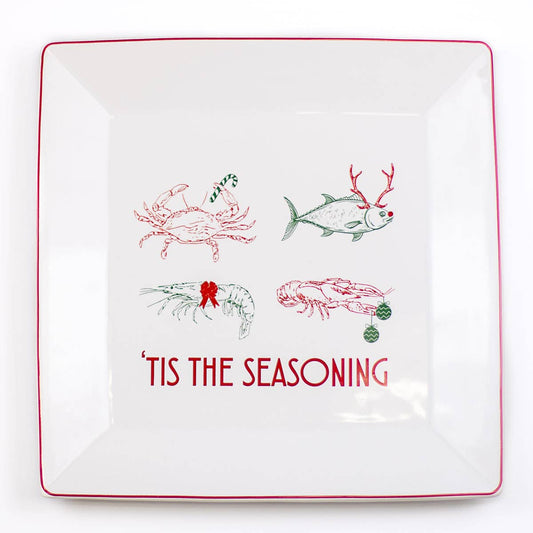 Tis The Seasoning Platter   White/Red/Green   11.5x11.5