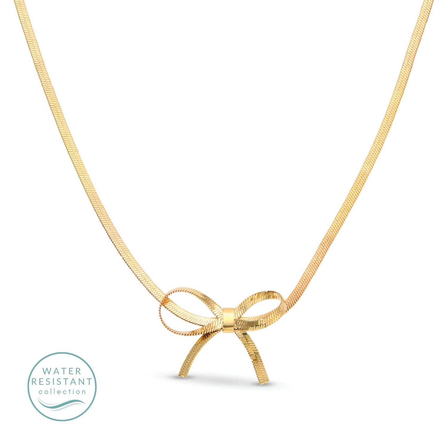 Put a Bow On It! Delicate Bow Necklace, Water Resistant