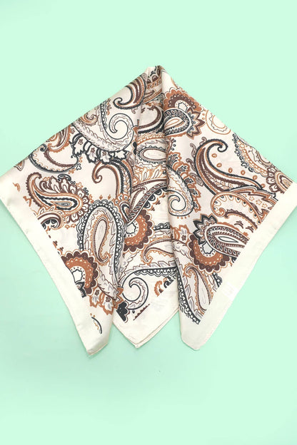 Ivory Paisley Pink Silky Feel Bandana Scarf