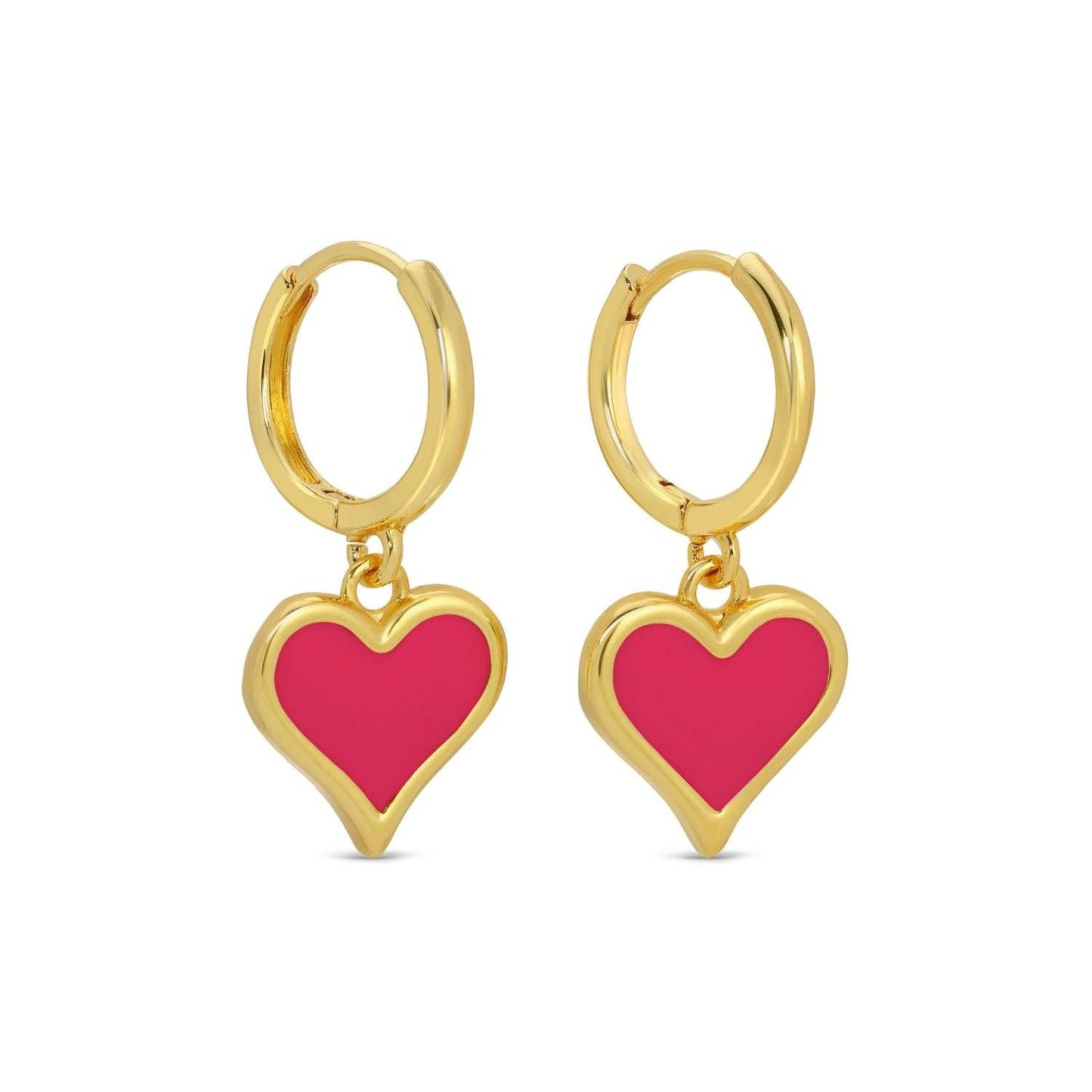 Colorful Heart Drop Huggies: Bright Pink