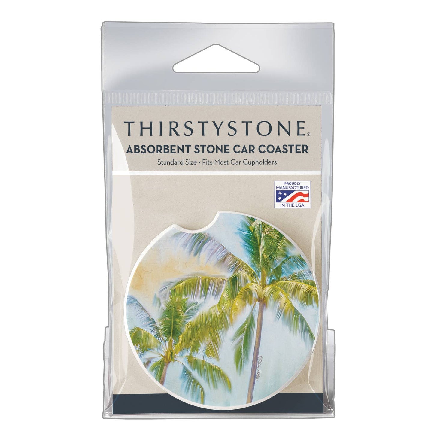 Sunset Palms 1pk Absorbent Stone Car Coaster
