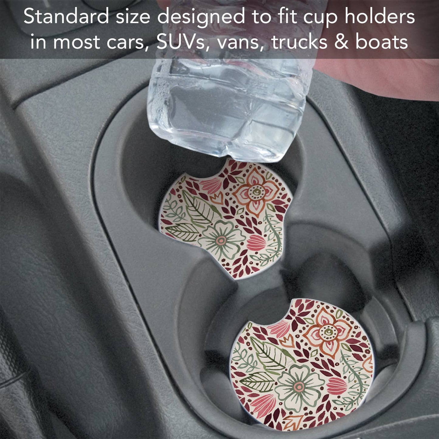 "Floralscape" 1pk Absorbent Stone Car Coaster