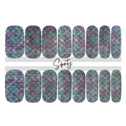 Mermaid Tail Nail Wrap | Purple Nails | Teal Nails | Shimmer