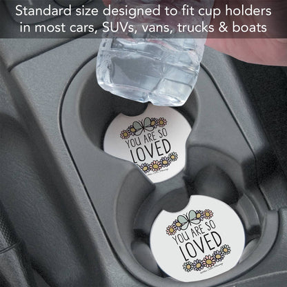 "So Loved" Absorbent Stone Car Coaster 1pk