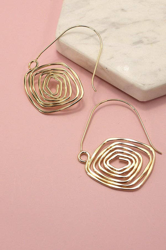 Modern Geo Swirl Drop Earring, Gold