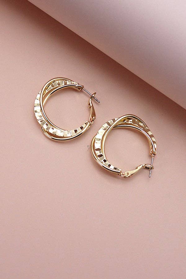 Gold Intertwined Hoop Earring