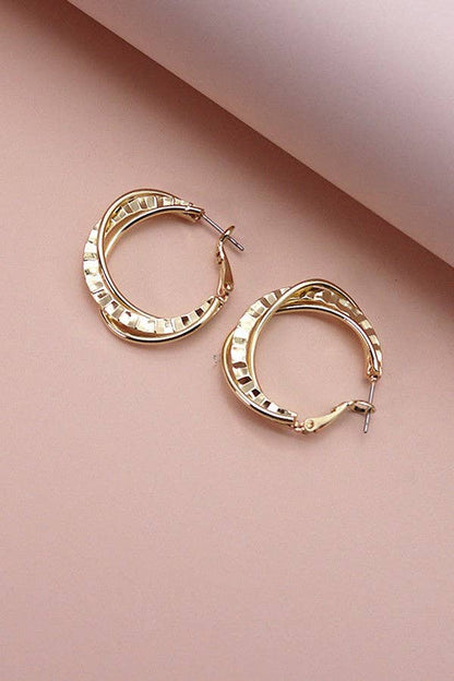 Gold Intertwined Hoop Earring