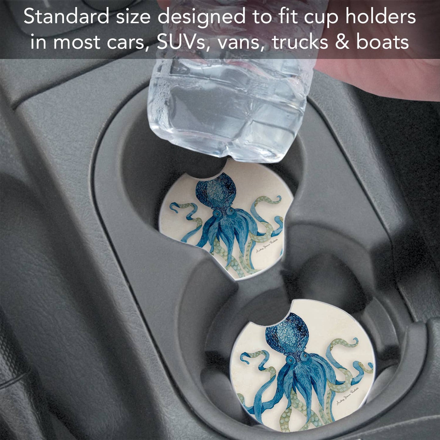 "Indigo Ocean" 1 Pack Absorbent Stone Car Coaster