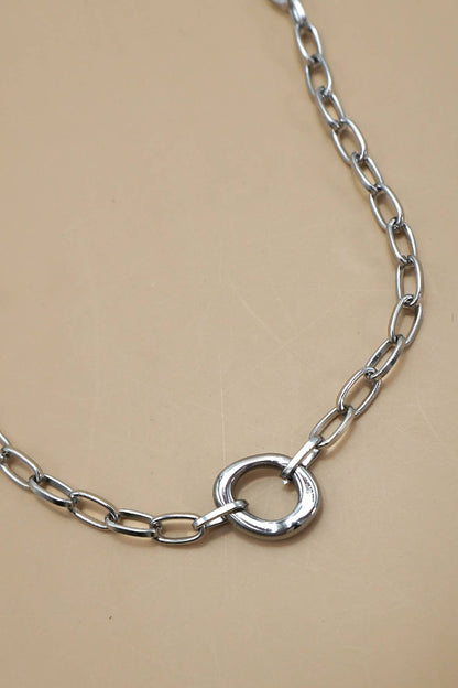 Silver Open Oval Necklace