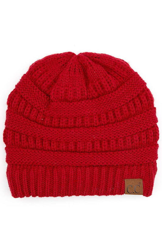 New Red Cable Knit Classic Beanie Winter Hat