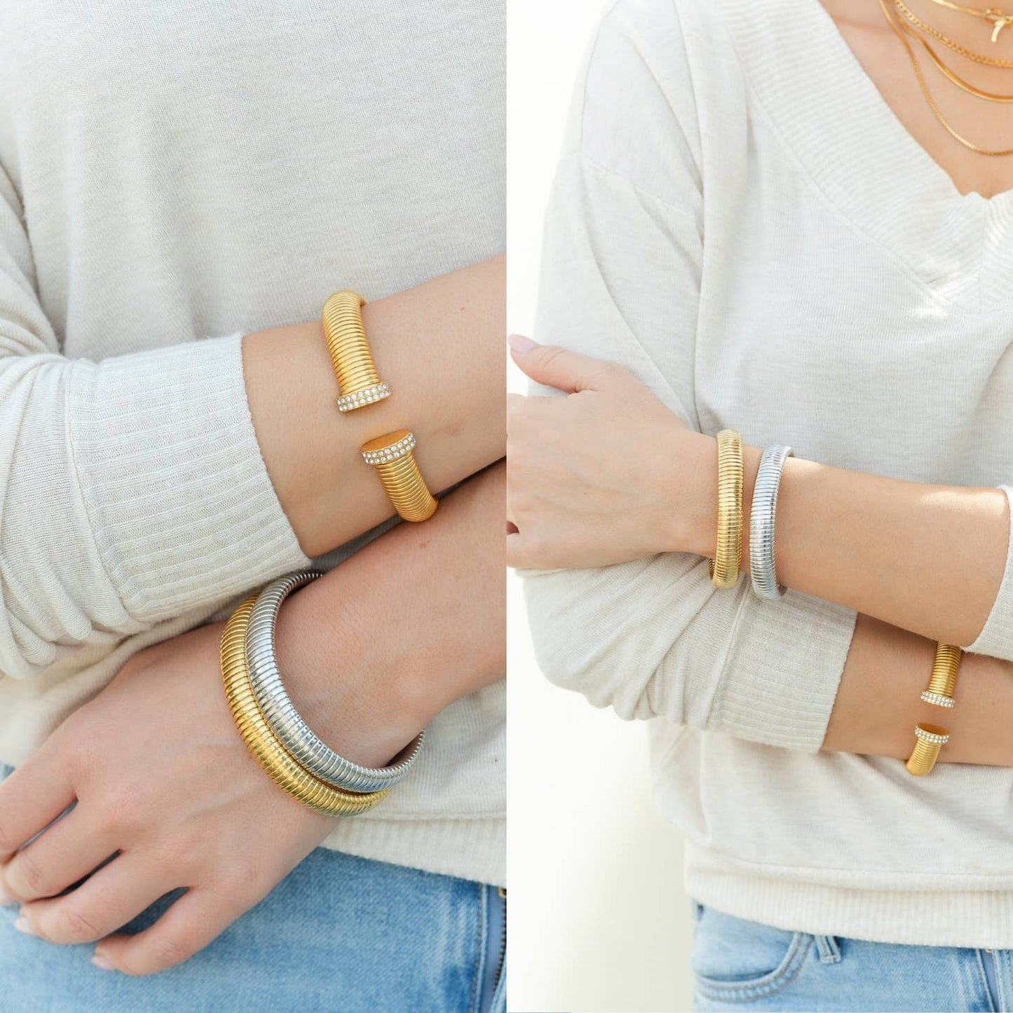 Gold Large Flex Bangle, Water Resistant