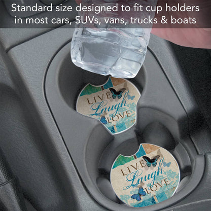Live Laugh Love Absorbent Stone Car Coaster 1 Pk
