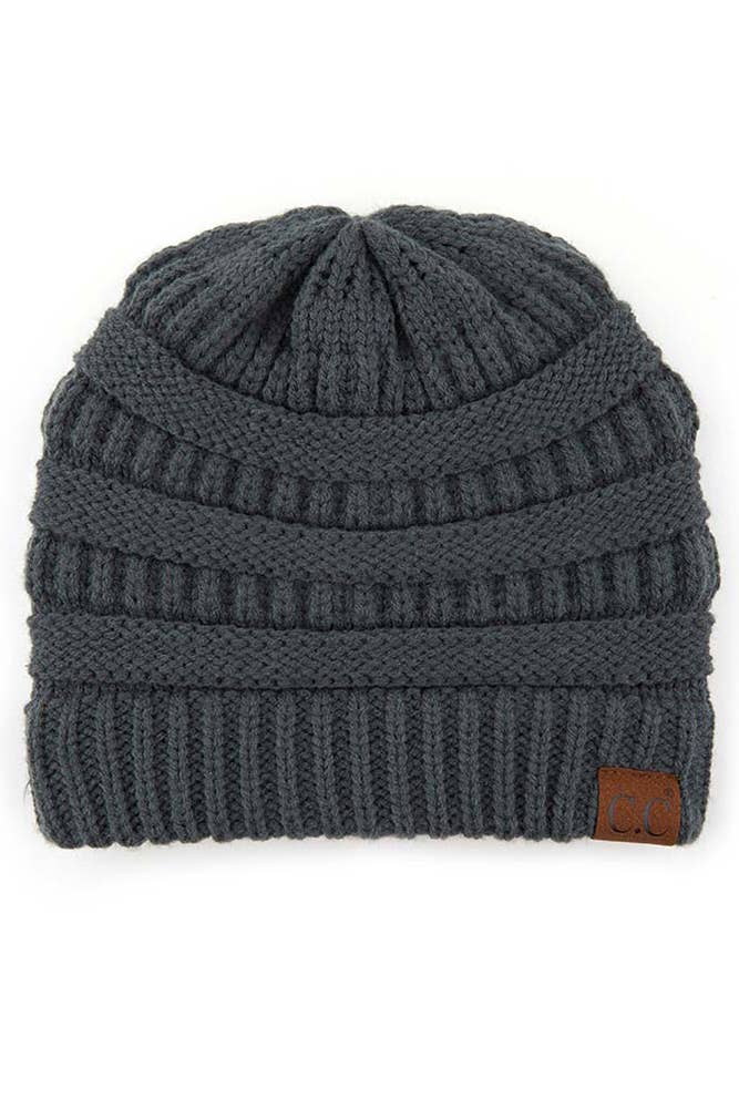 Teal Gray Cable Knit Classic Beanie Winter Hat