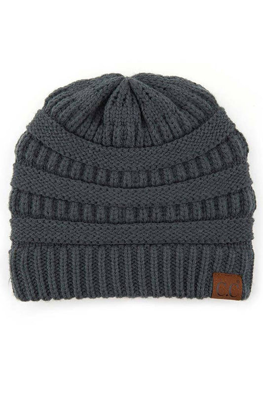 Teal Gray Cable Knit Classic Beanie Winter Hat